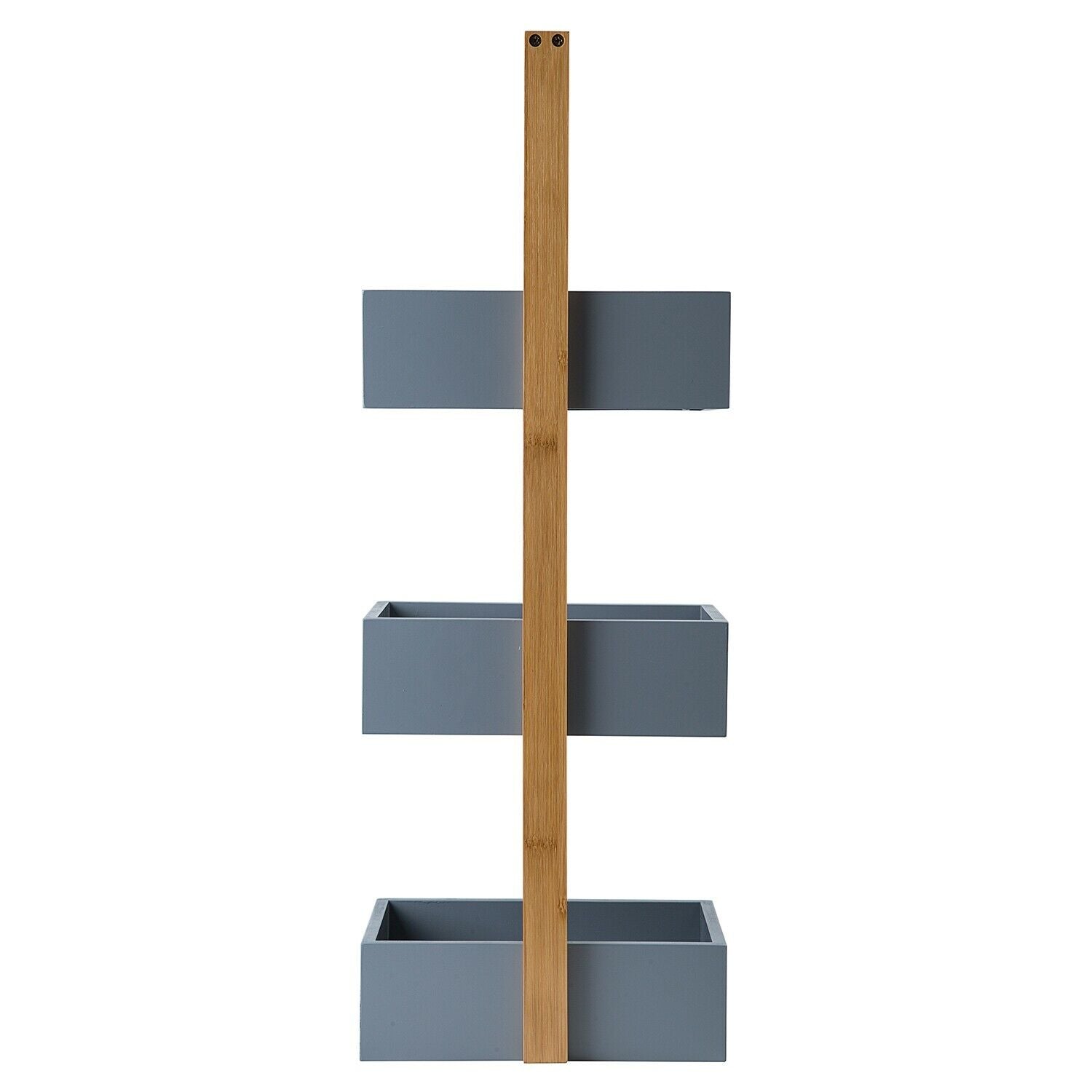 3 Tier Bamboo & MDF Bathroom Bedroom Storage Caddy Unit, 22 x 11 x 81cm - Grey