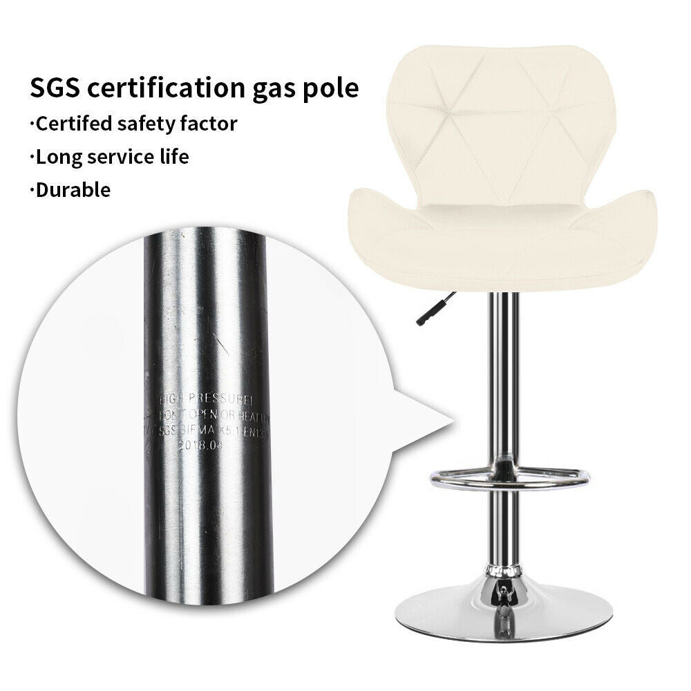 2× Cream Bar Stools Swivel Kitchen Breakfast Bar Stool Chair PU Leather Gas Lift