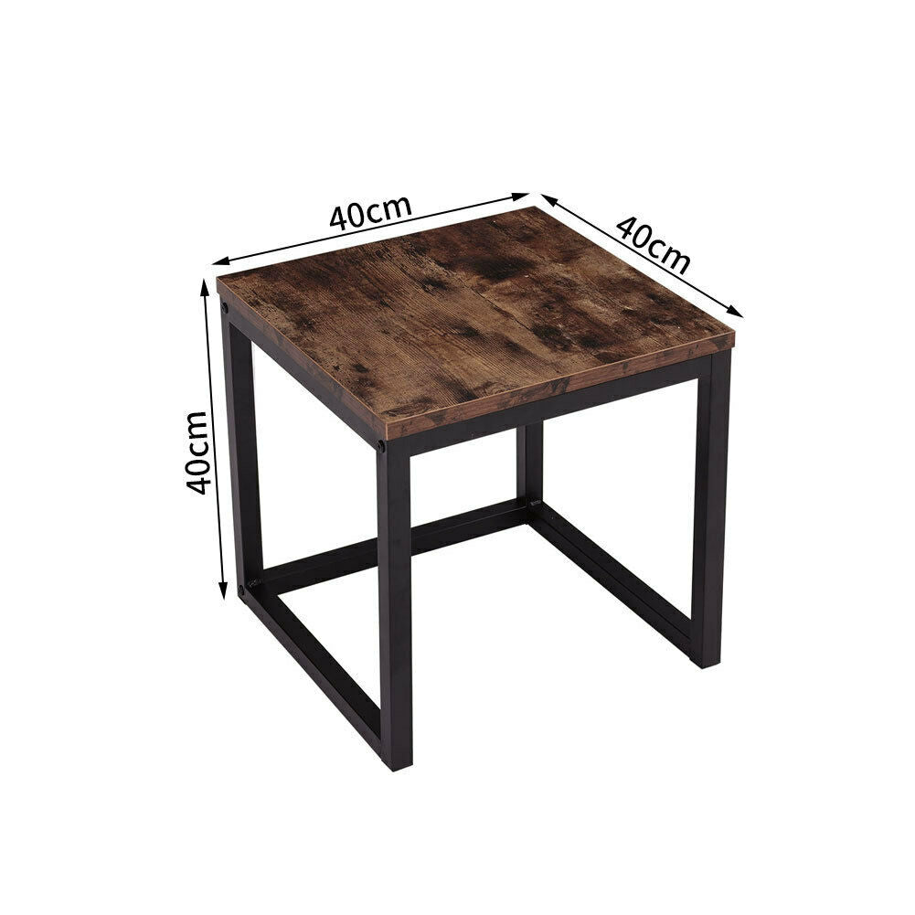 Industrial Rustic Wood Sofa Side Table Coffee Table Bedroom Night Stand 40x40cm
