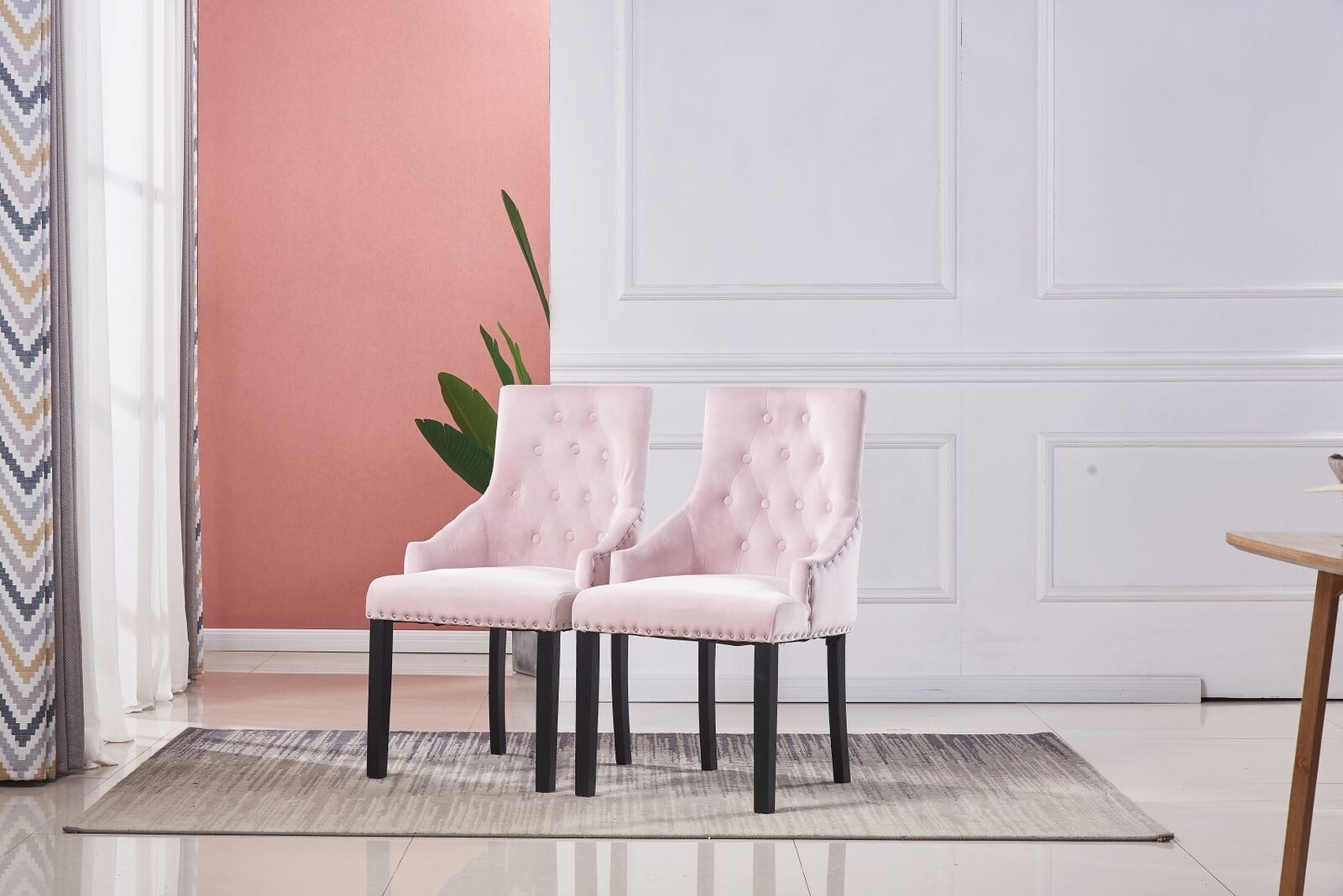 2x Velvet Dining Chairs Living Room Chairs with High Backrest Counter Chairs UK