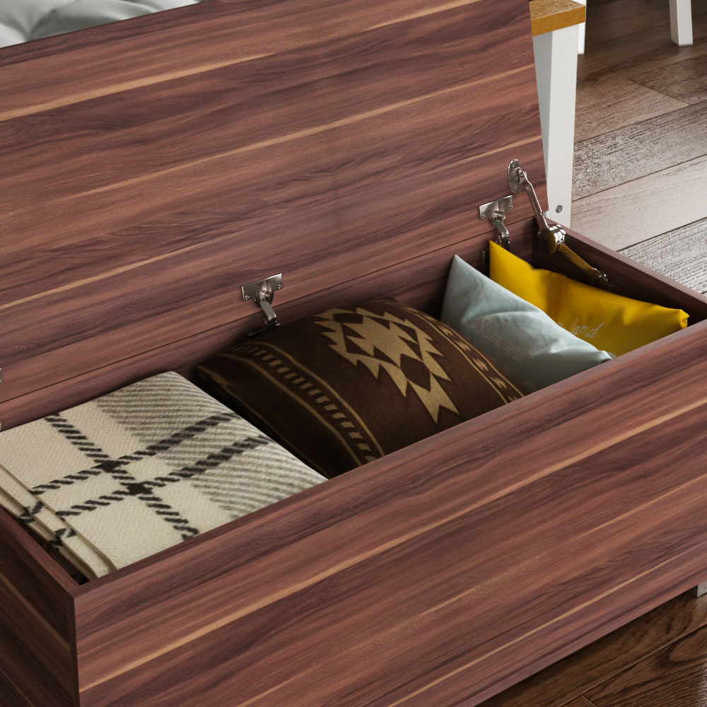 Leon Storage Ottoman Chest Toy Chest Walnut Bedding Blanket Box Large Wooden