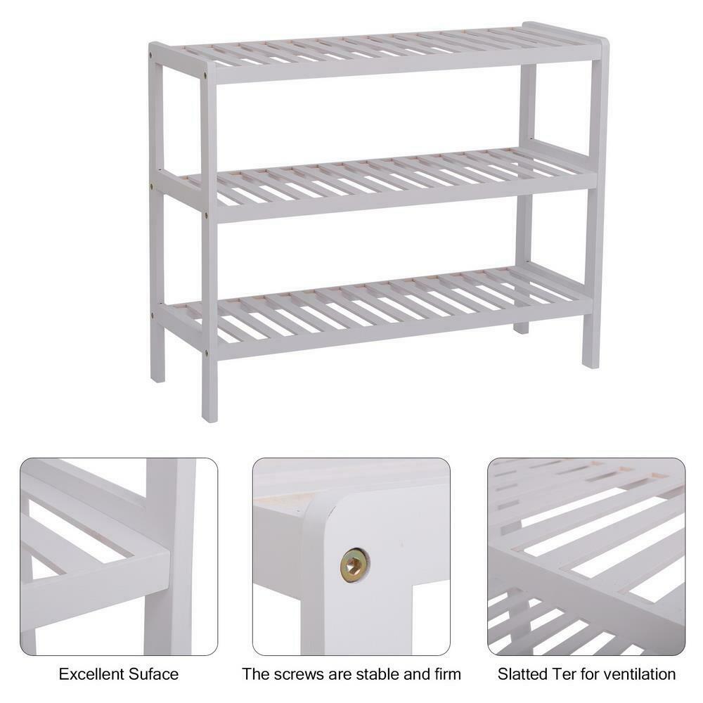 3 Tier Bamboo Shoe Rack Stand Shelf Shelving Hallway,Bathroom Storage Organiser