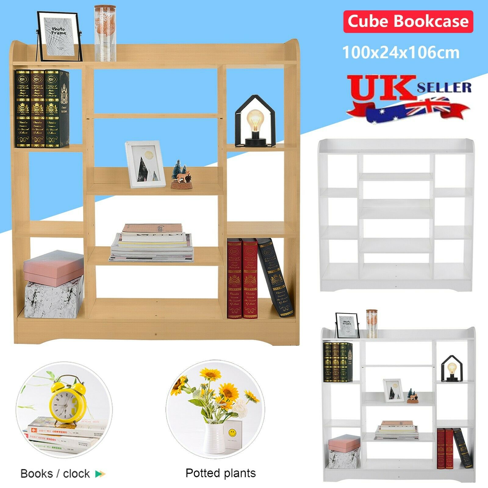3 Tier Kids Adult Bookcase Kids Display Bookshelf Storage Unit Shelf Rack UK