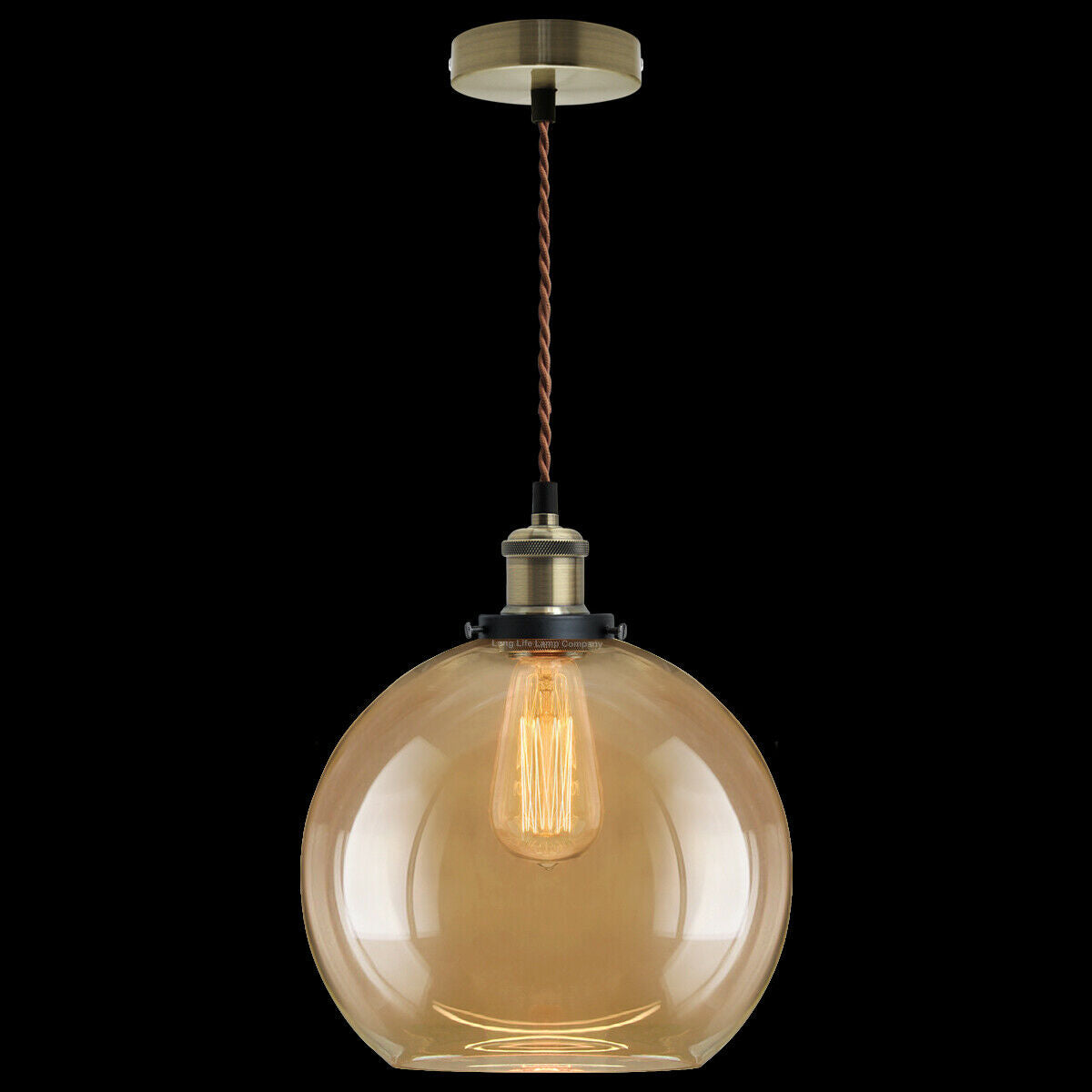 Vintage Smoked Gold Glass Shade Chandelier Pendant Ceiling Home Pub Diner Lights