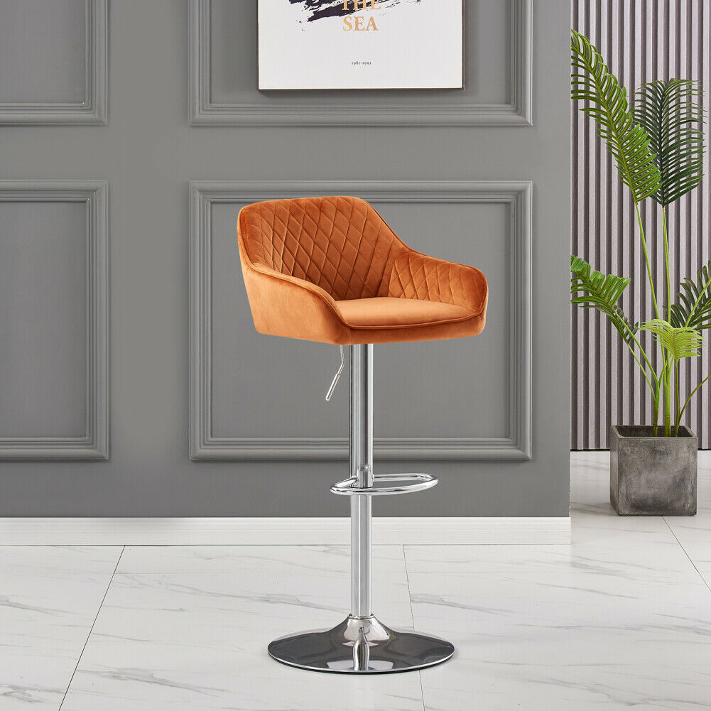 Bar Stools Gas Lift Stools Velvet Breakfast Kitchen Club Cafe Pub Swivel Chairs