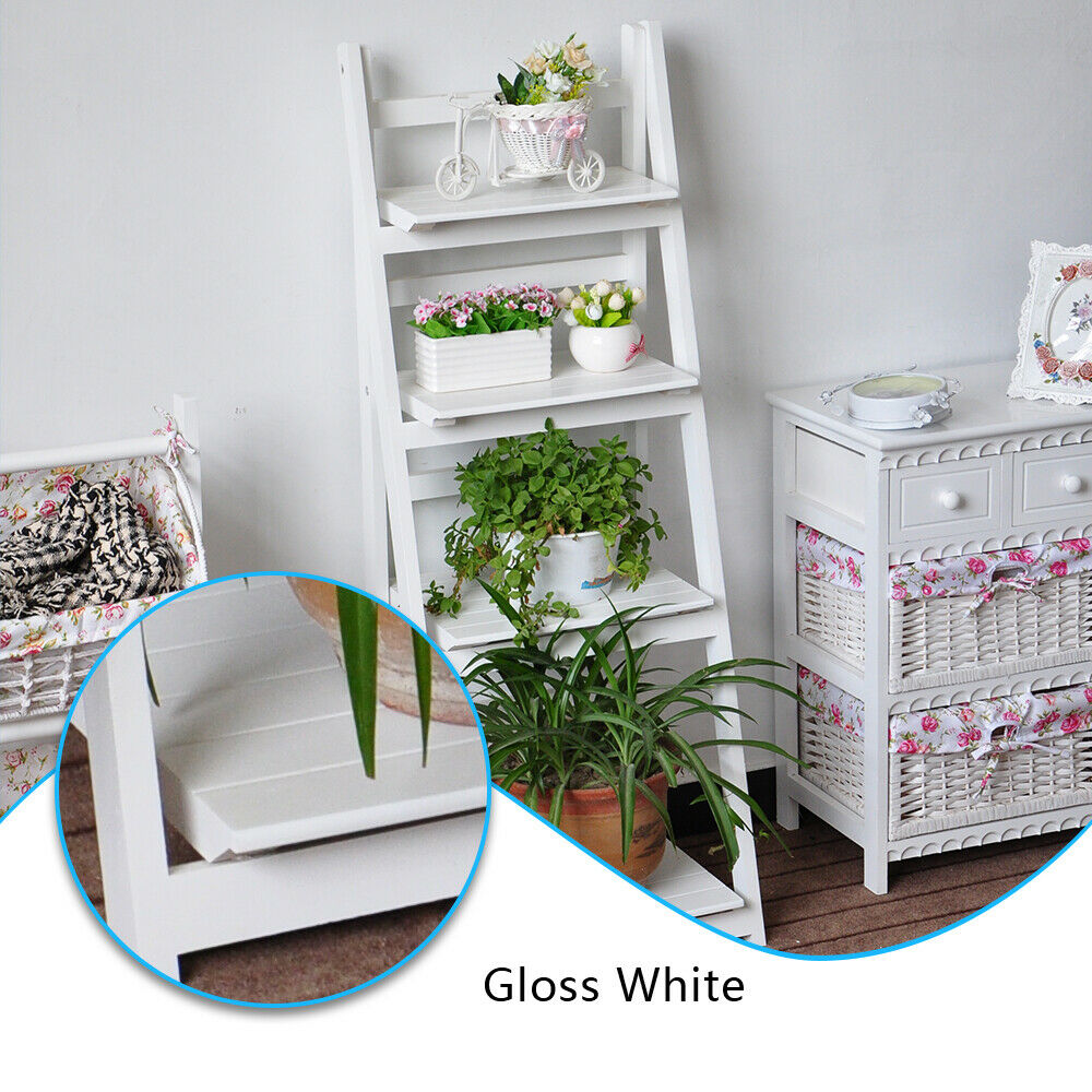 Folding 4 Tier Plant Flower Pot Shelf Stand Bookcase Storage Display Ladder