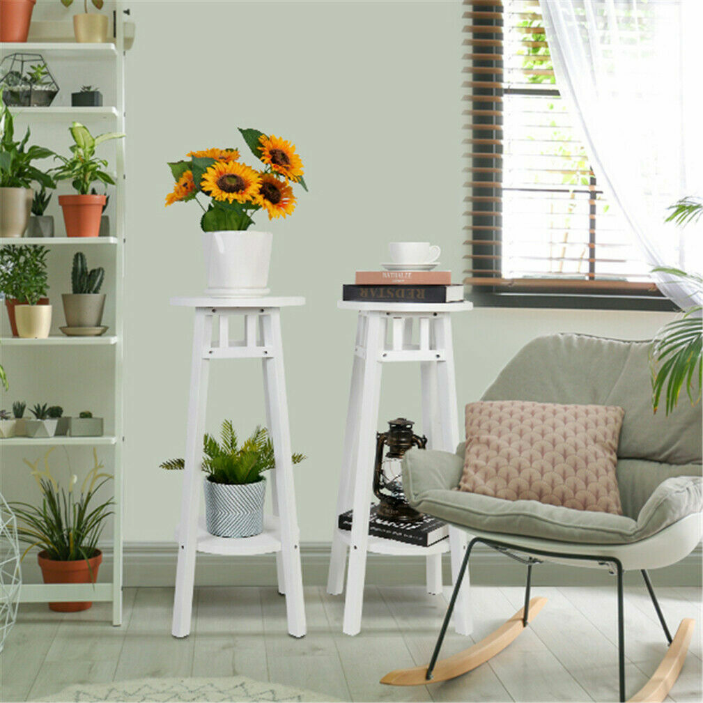 white plant stands indoor uk 2PCS Tall Wood Plant Stand White Plant Table Indoor Flower Pot Holder – Quildinc