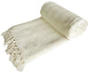 100% Cotton Wooven Sofa / Bed Throw Blanket In Ivory, 5 sizes + Super Giant Size