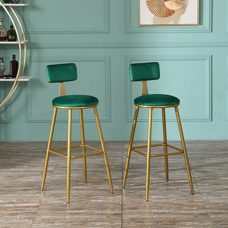 2x Velvet Bar Stools Bar Chairs Breakfast Dining Stools Home Office Kitchen Bar