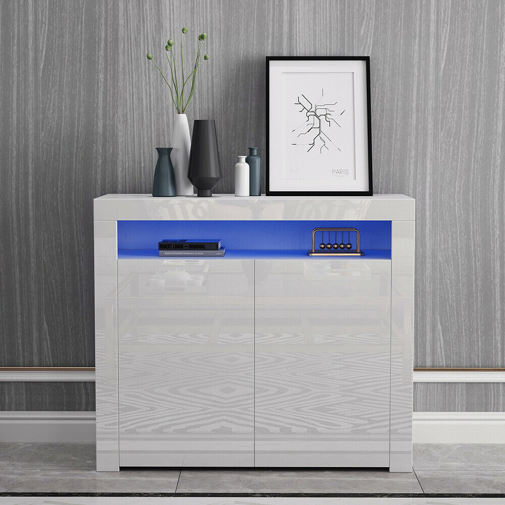 Living Room Set -TV Unit High Display Cabinet 2/3 Door Cupboard Sideboard White