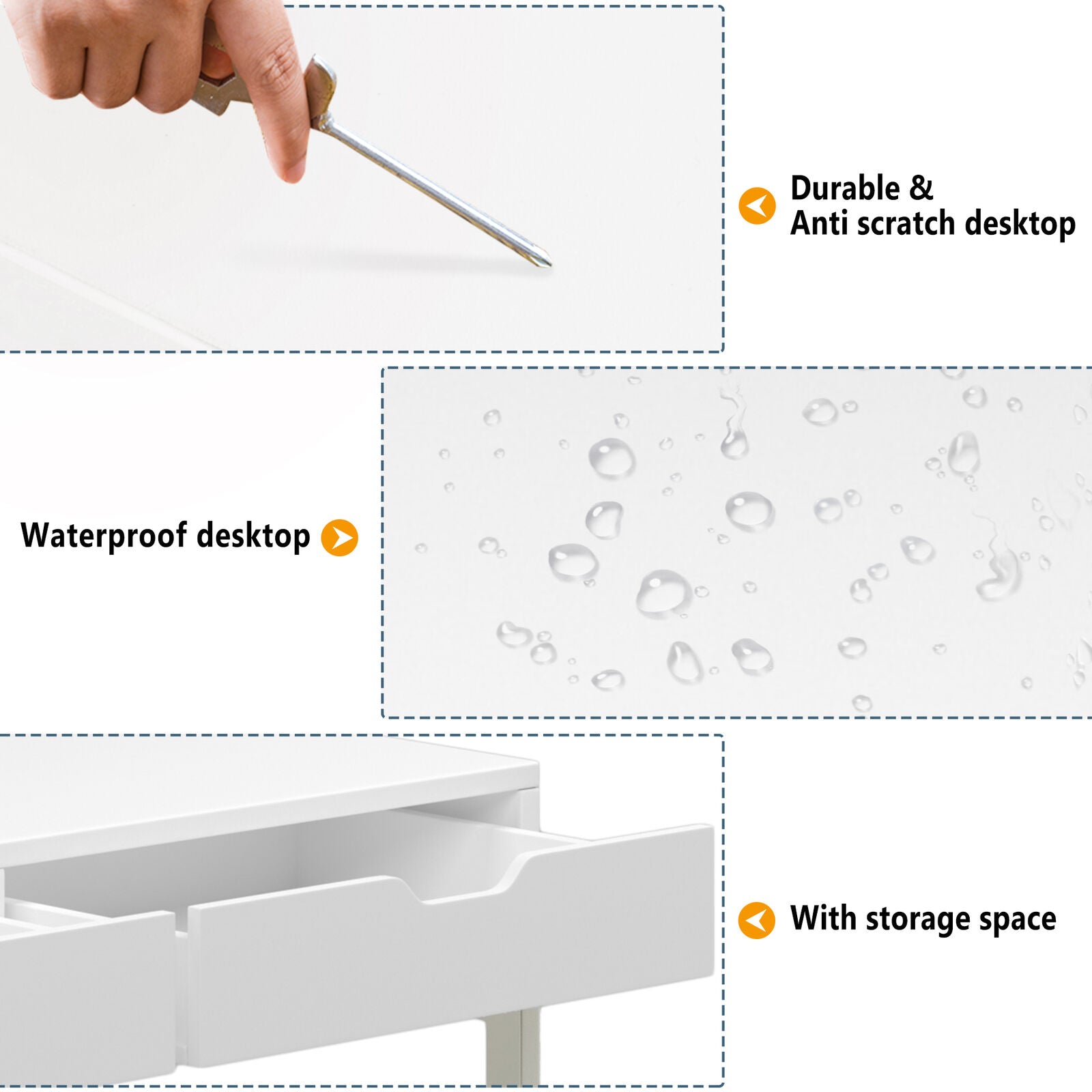 Computer Desk Dressing Table with 2 Drawers Work Table Home Office Bedroom Chic