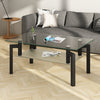 Rectangle Glass Coffee Table With Storage Shelf Modern Living Room Furniture HN