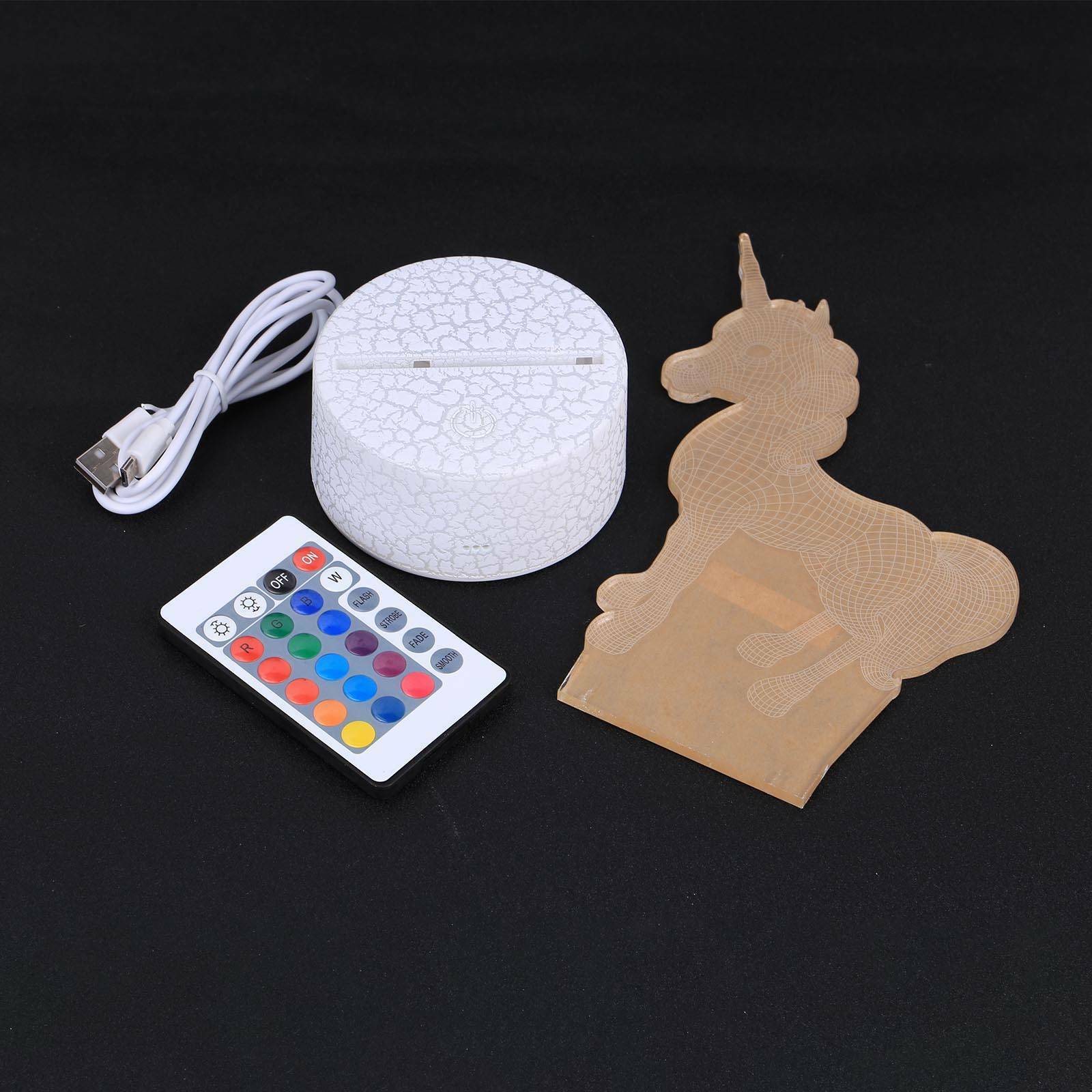 3D Unicorn LED Night Light USB Touch Colour Changing Table Lamp Kids