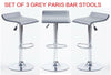 3 x GREY PARIS GAS LIFT BAR STOOLS, BREAKFAST KITCHEN BAR ETC (SET 3 PARIS GREY)