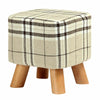 New Luxury Padded Wooden/Linen Footstool Square Pouffe 4 Legs