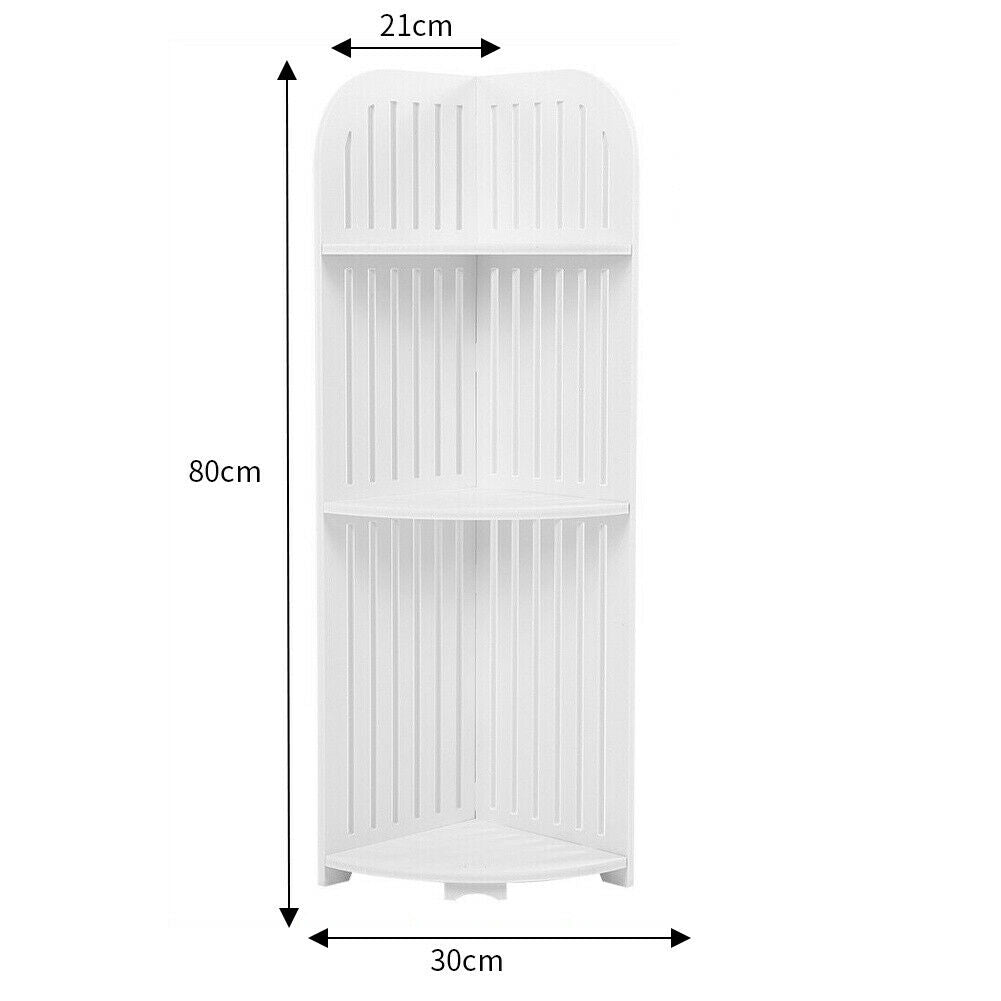 Bathroom Corner Shelf 3 Tier Shelving Rack Unit White Display Stand Home Storage