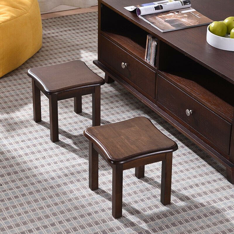 Small Wood Stool Square Footstool Change Shoe Bench Multi-function Step Stool