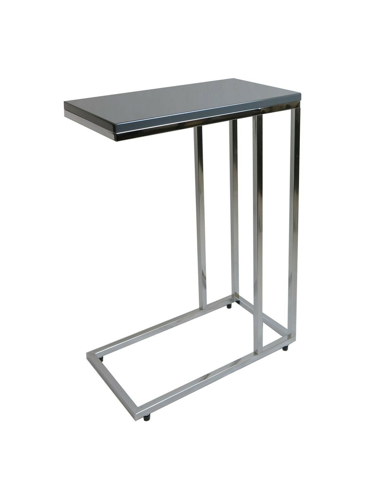 Wooden Sofa/Side/End/Laptop Table-Grey Glossy Top,Chrome Frame