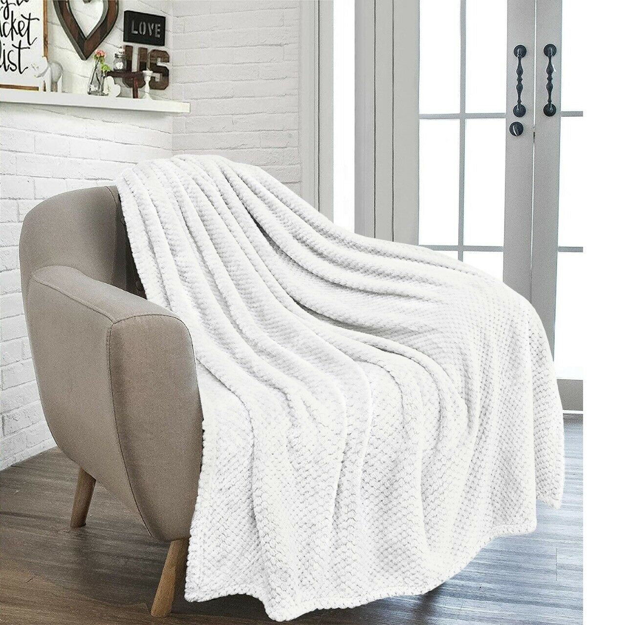 Luxury Waffle Honeycomb Throw Popcorn Blanket Warm Soft Travel Bedspread