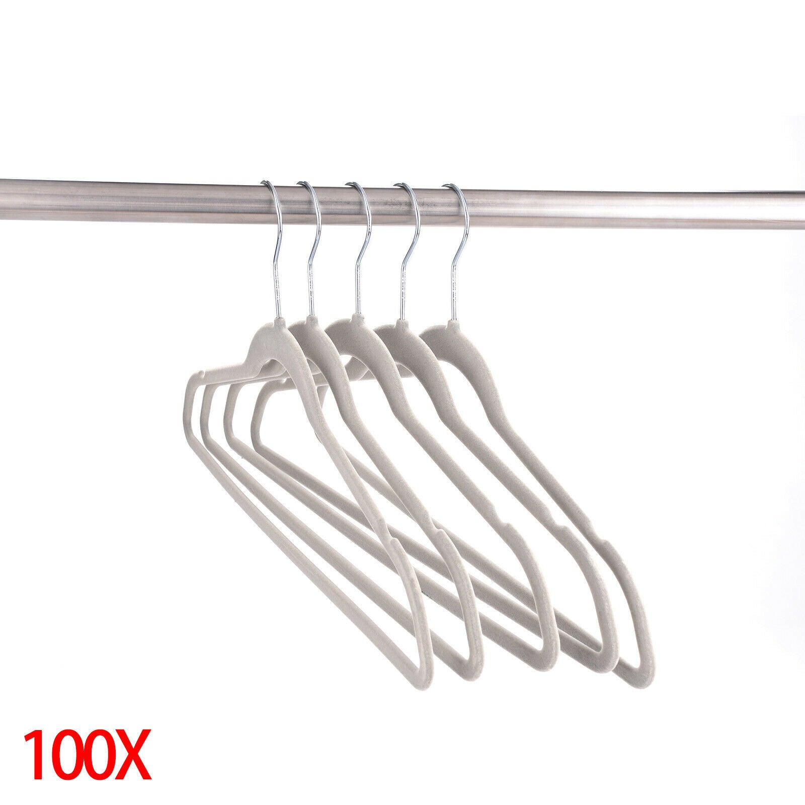 100× Strong Non Slip Velvet Flocked Clothes Hangers Curved Dresses Coat Hanging