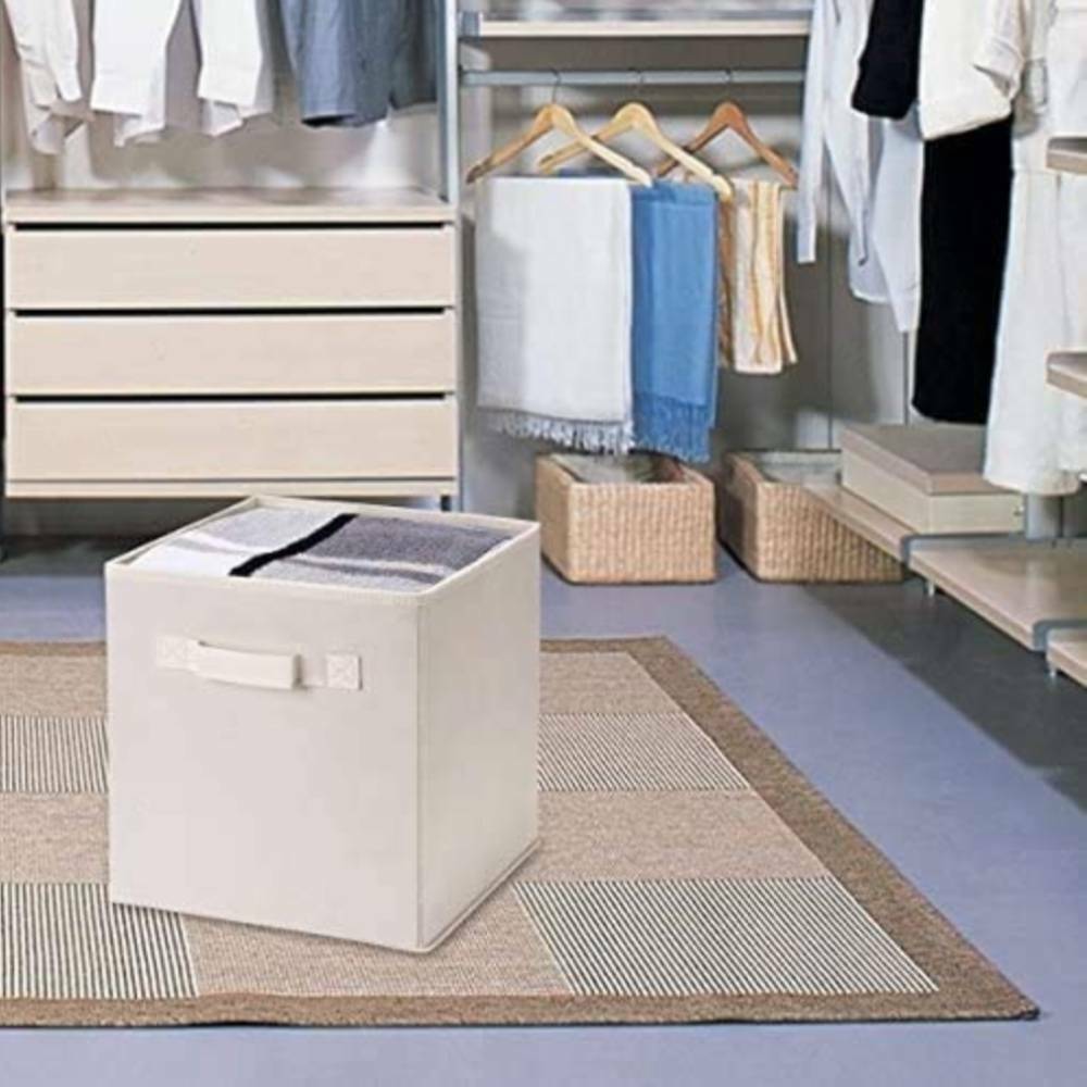 6 Pcs Folding Fabric Square Storage Cubes Box Clothes Organizer Cabinet Drawer