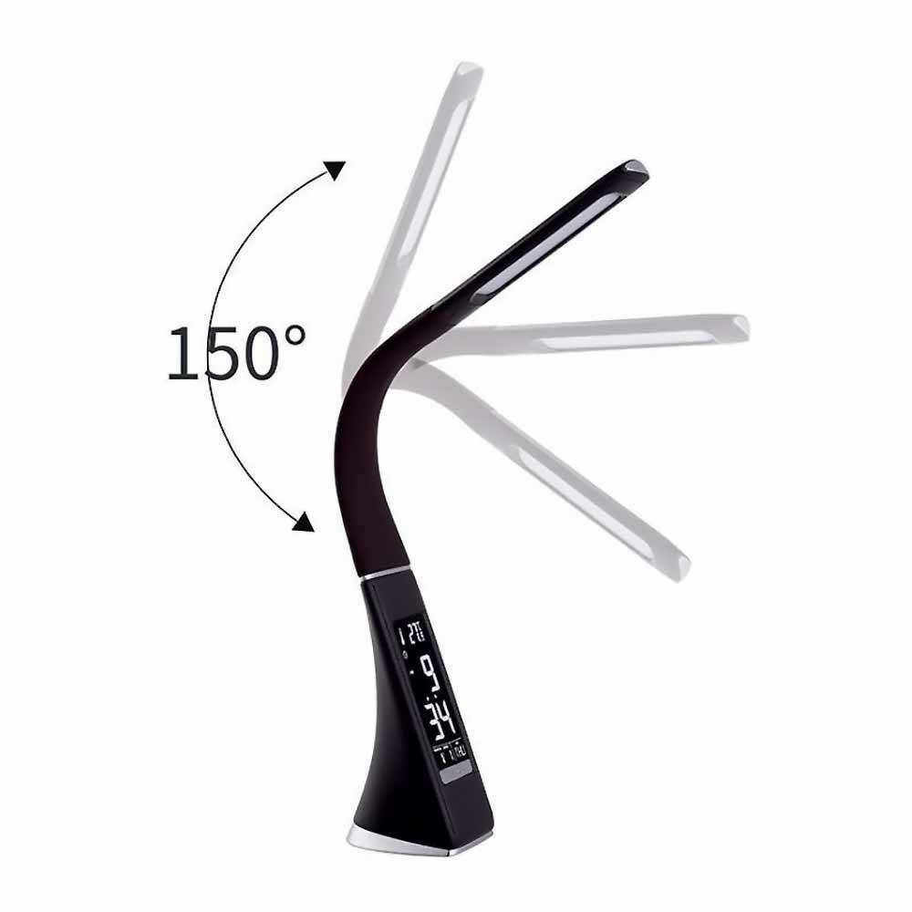 LED Dimmable Reading Bedside Lamp Table Desk Light Calendar Clock Touch