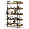 Living Room Industrial 5 Tier Bookshelf Office Etagere Bookcase with Back Fence