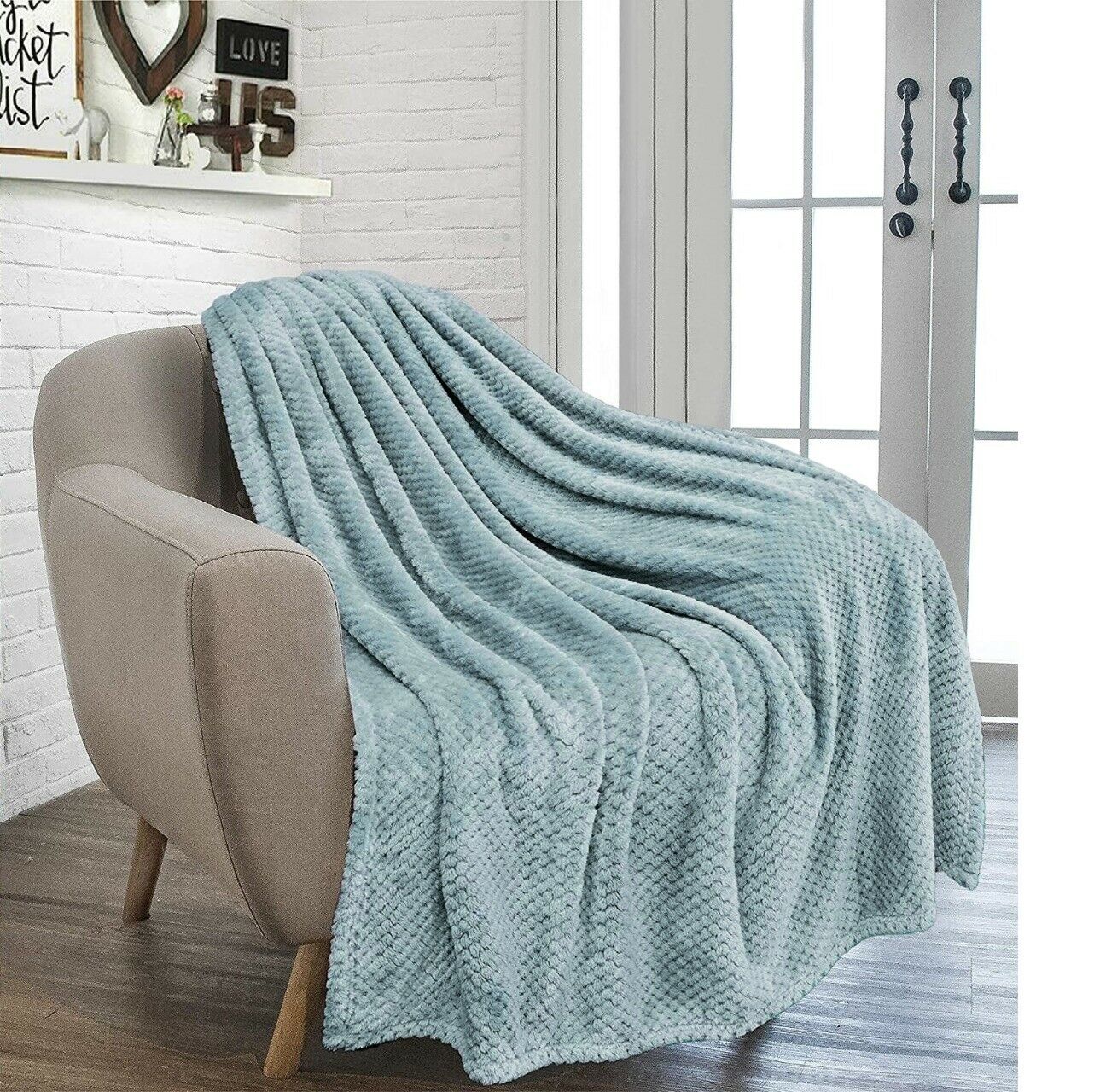 Luxury Waffle Honeycomb Throw Popcorn Blanket Warm Soft Travel Bedspread