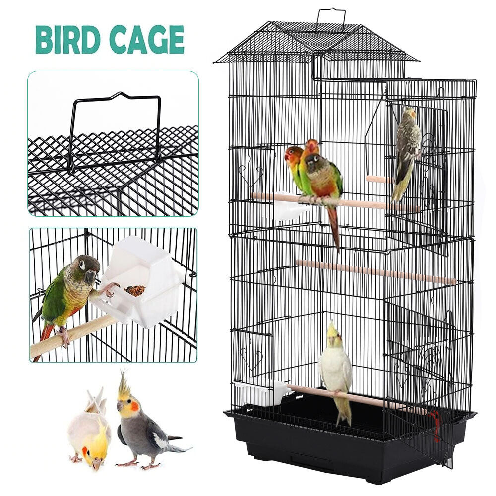 Extra Large Metal Bird Parrot Cage Birdcage for Canary Budgie Cockatiel w/ Stand
