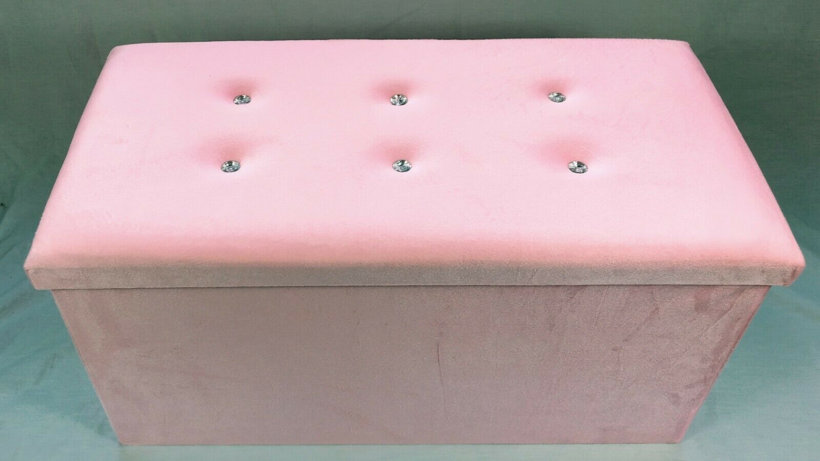 Soft Velvet Diamante Ottoman Folding Storage Box Footstool Seat new colour