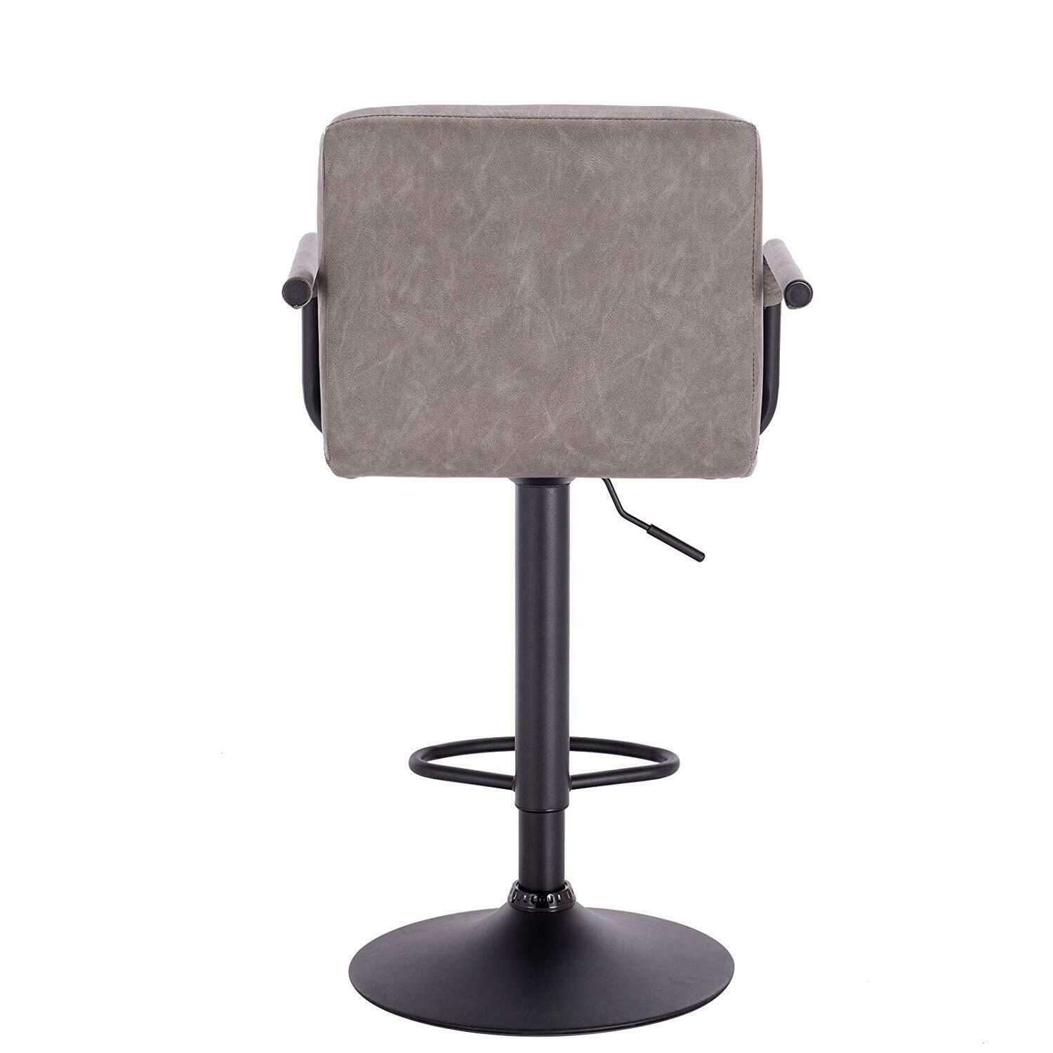 2x Bar Stools Bar Chairs Breakfast Stools for Kitchen Leather Adjustable Swivel