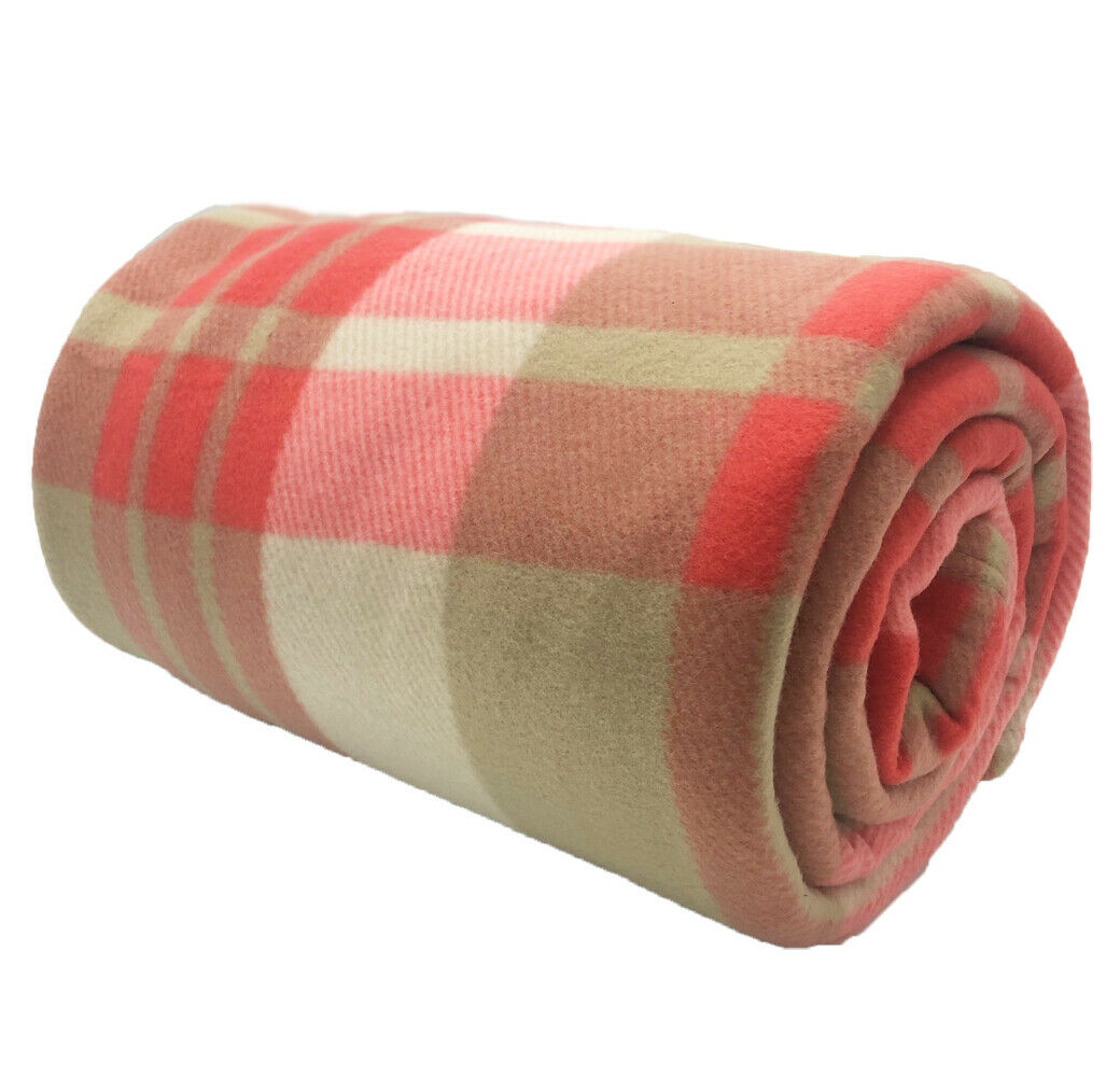 Tartan Fleece Throw Soft Warm Check Sofa Home Bed Blanket Car Travel Large Cover