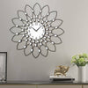 50cm Clear Diamante Beaded Jewelled Black Metal Spike Sunburst Wall Clock UK