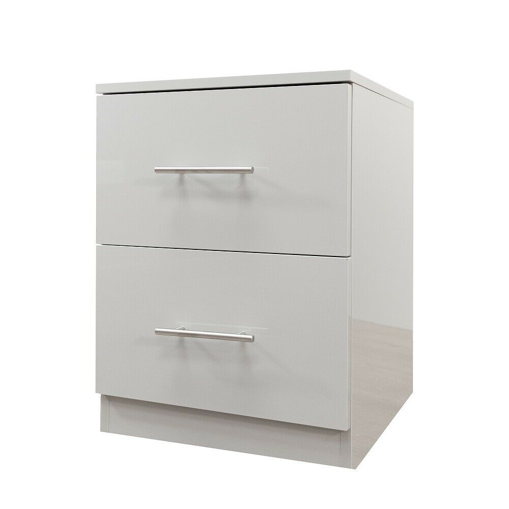 High Gloss Grey Bedside Cabinet. Premium Collection. ALL GREY GLOSS PANELS