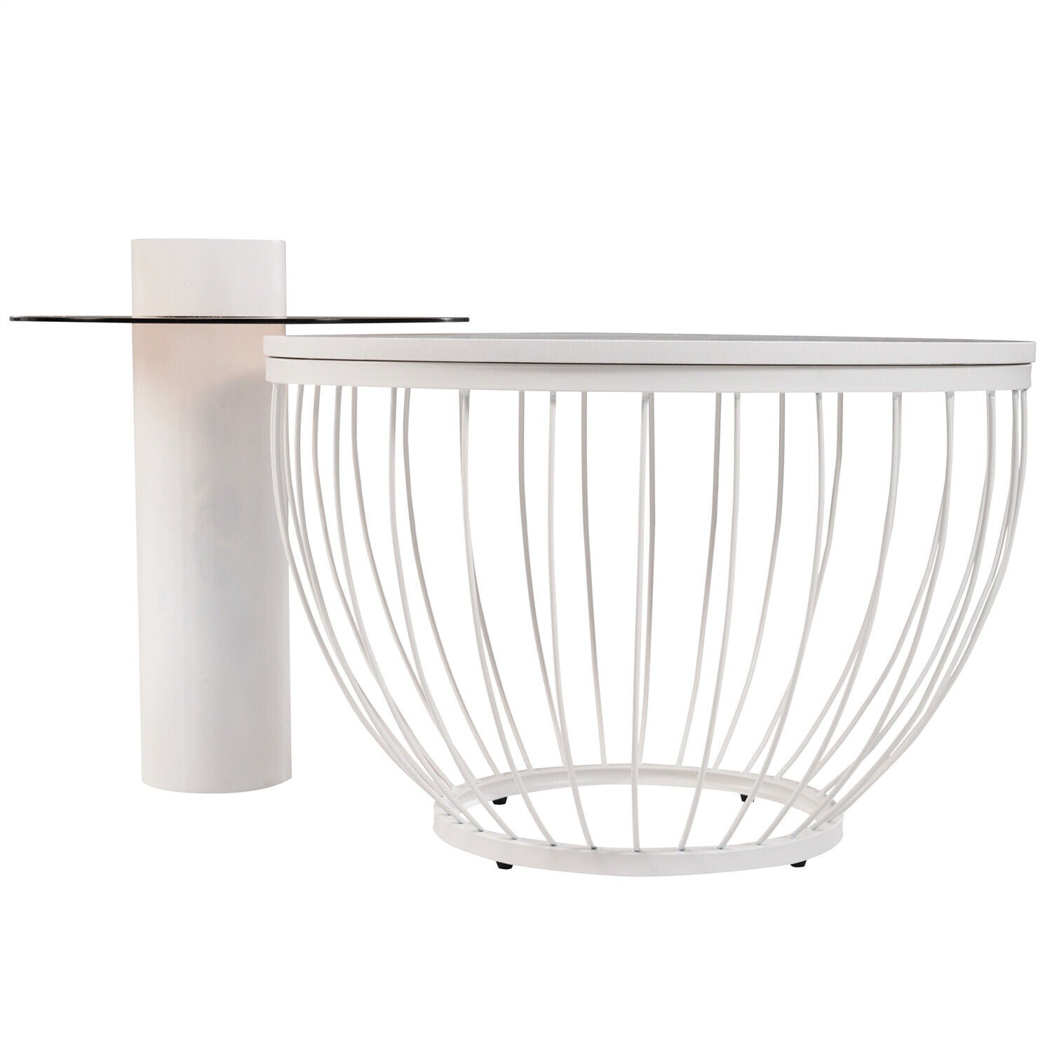 Modern Round Coffee Table Set of 2 Nesting Table Metal Frame Marble Effect HT