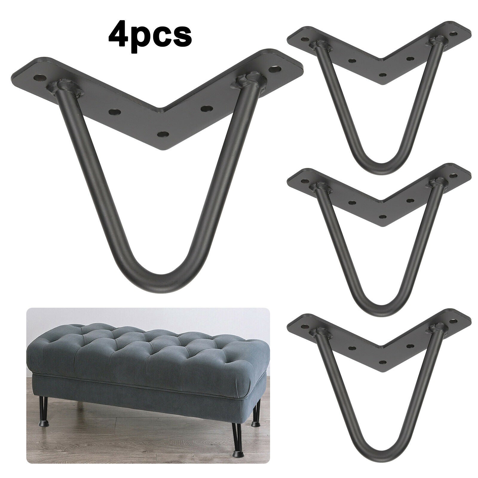 4 x Hairpin Legs / Hair Pin Legs Set for Furniture Bench Desk Table 10CM X 10MM