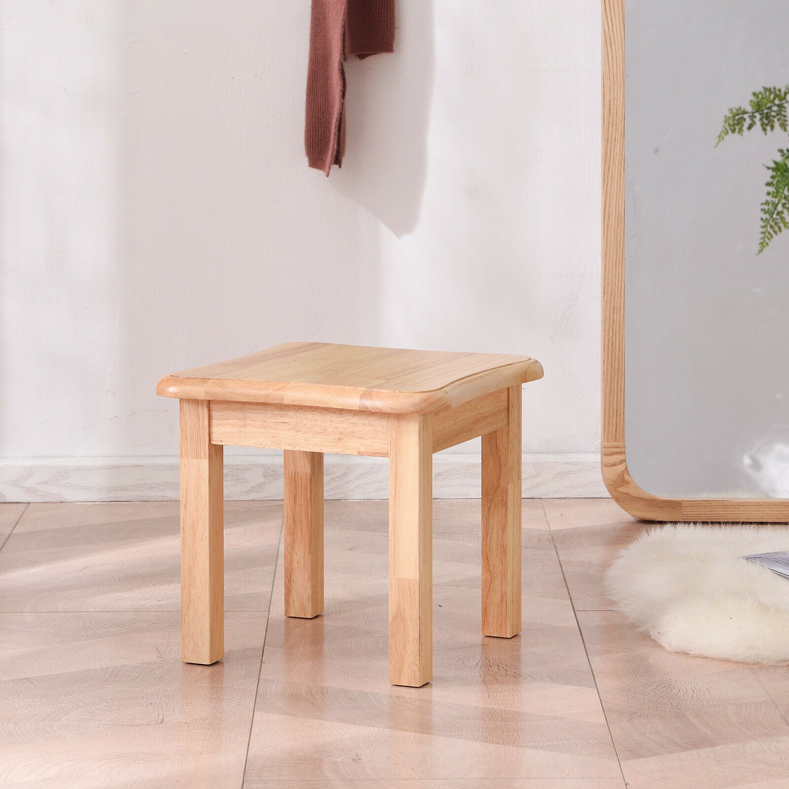 Small Wood Stool Square Footstool Change Shoe Bench Multi-function Step Stool