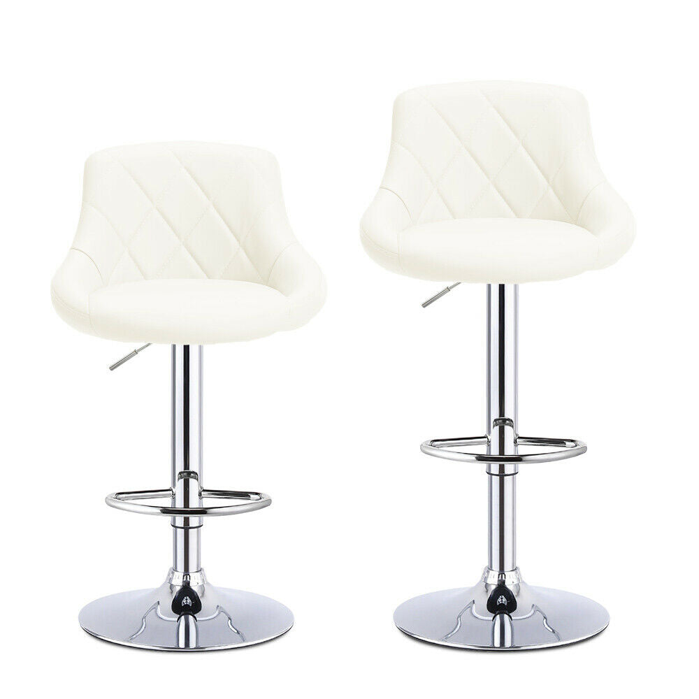 2x MADRID Faux Leather Bar Stools Gas Lift Home Kitchen Breakfast Chairs Cream
