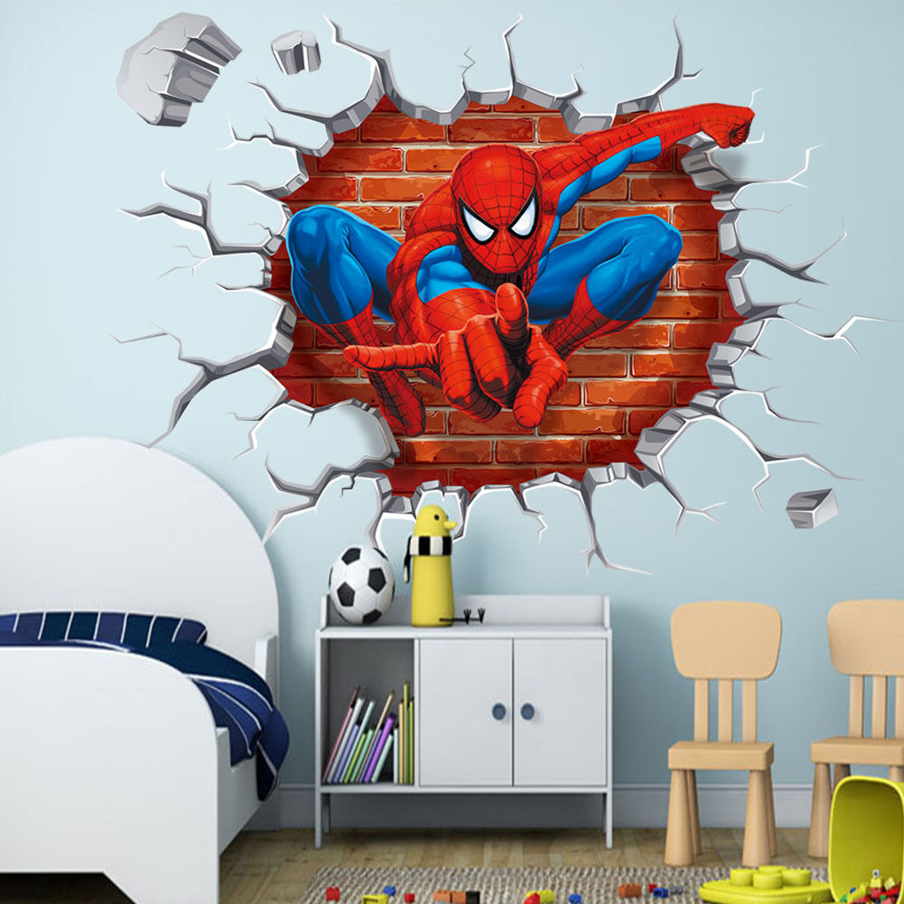 3D Spider man kids room decor boy gift Wall sticker wall decals wallpaper UK 98a