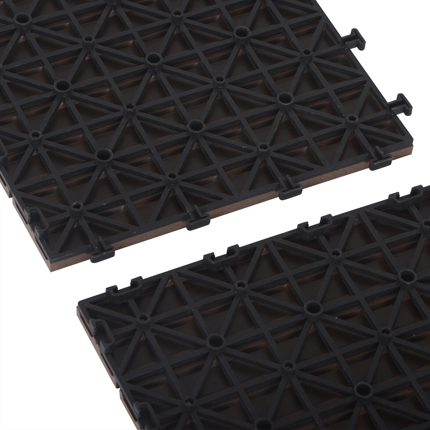 11x WPC Decking Tiles Garden Patio Balcony Interlocking Composite Decking Floor