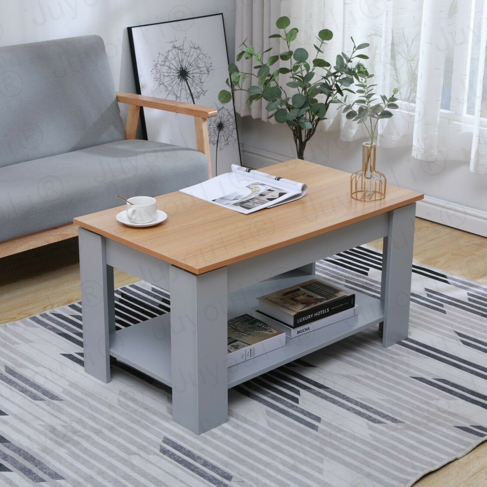 Coffee Table with Sliding Top For Living Room Hidden Storage Space New
