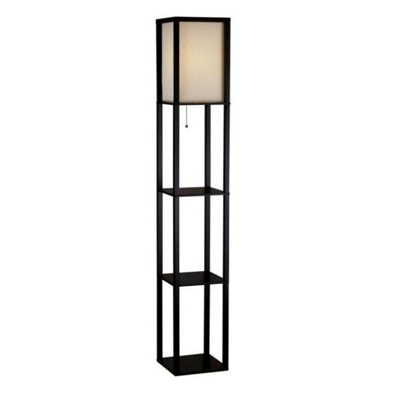4 Tiered Wooden Shelf Floor Standard Lamp Lounge Reading Light Shelving Decor