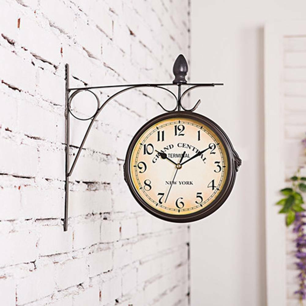 Classic Double-sided Outdoor Garden Paddington Station Wall Clock Iron Frame