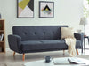 3 Seater Sofa Bed Charcoal Fabric Wooden Legs Cushioned Comfortable Sofabed