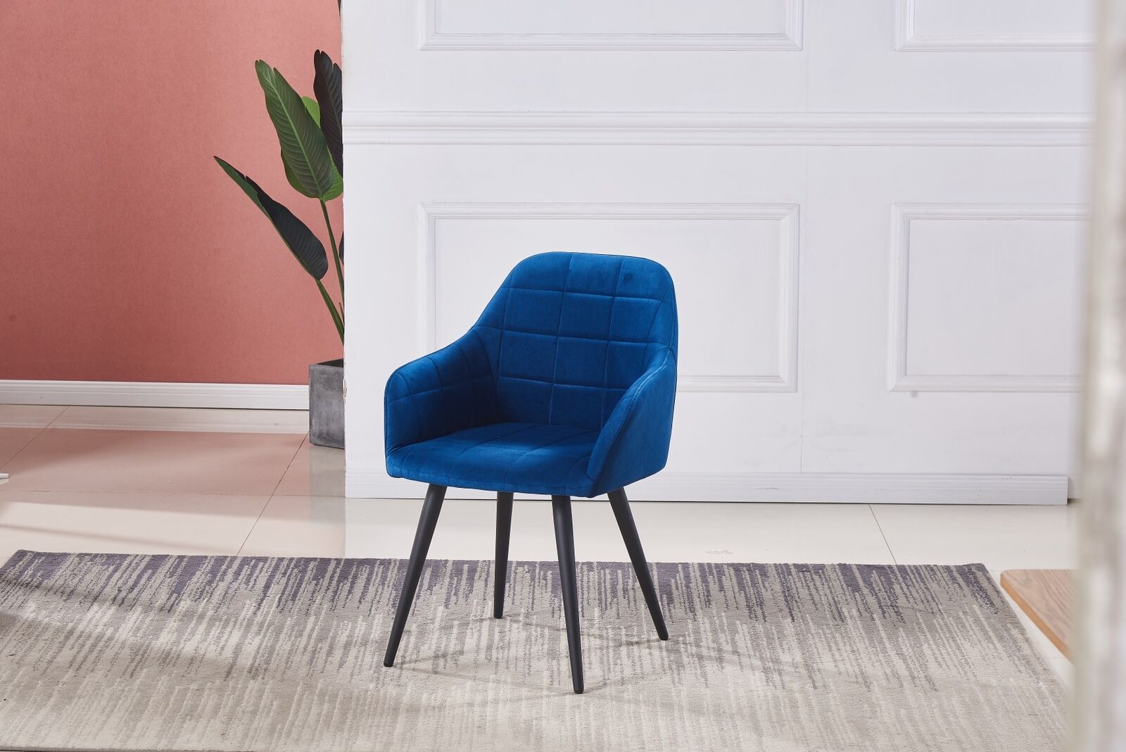 2X Velvet Dining Chairs Living Room Chairs with Armrest Counter Chairs Metal leg