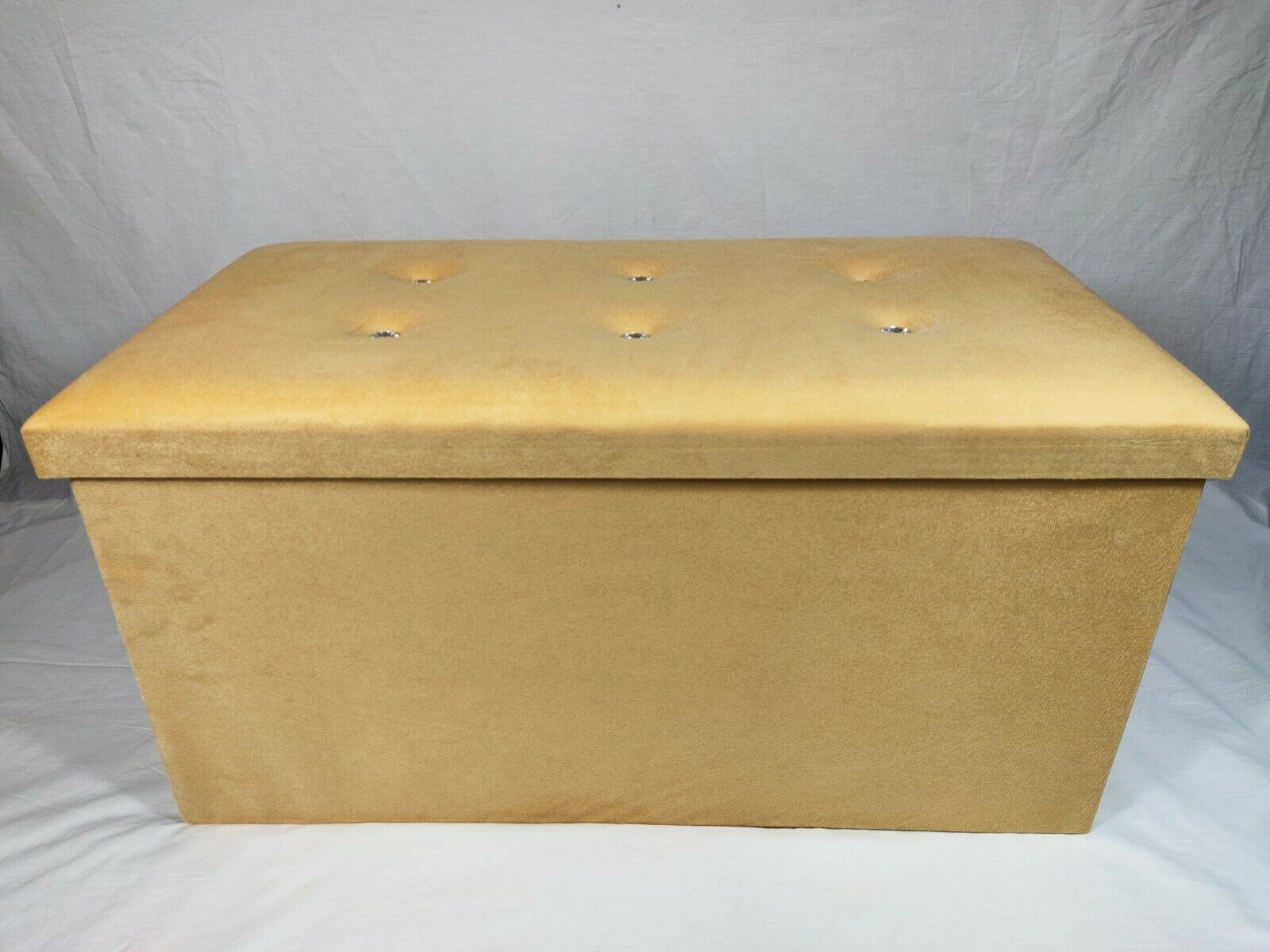 Soft Velvet Diamante Ottoman Folding Storage Box Footstool Seat new colour