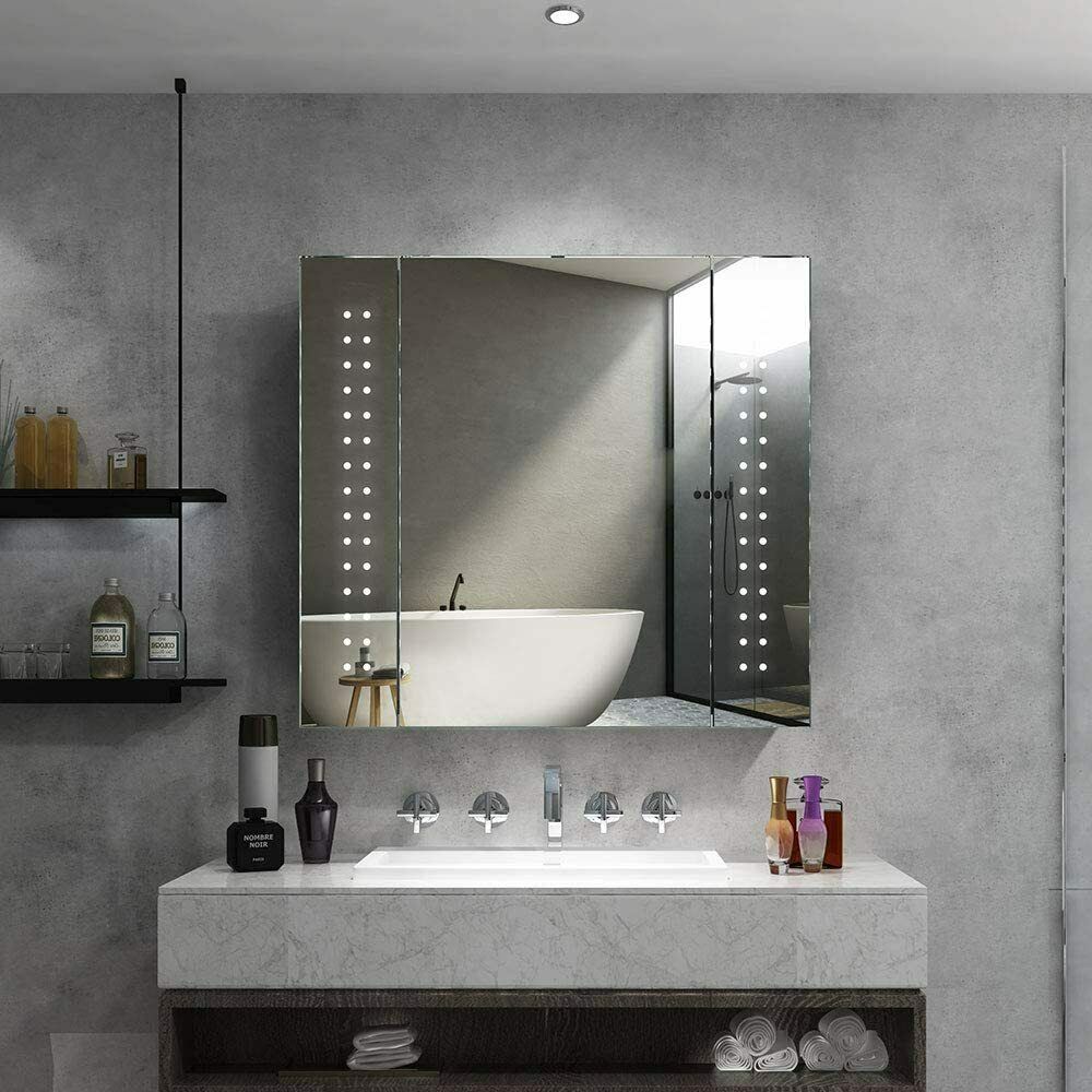 LED Bathroom Mirror Cabinet Lights Illuminated with Demister Shaver Socket Touch