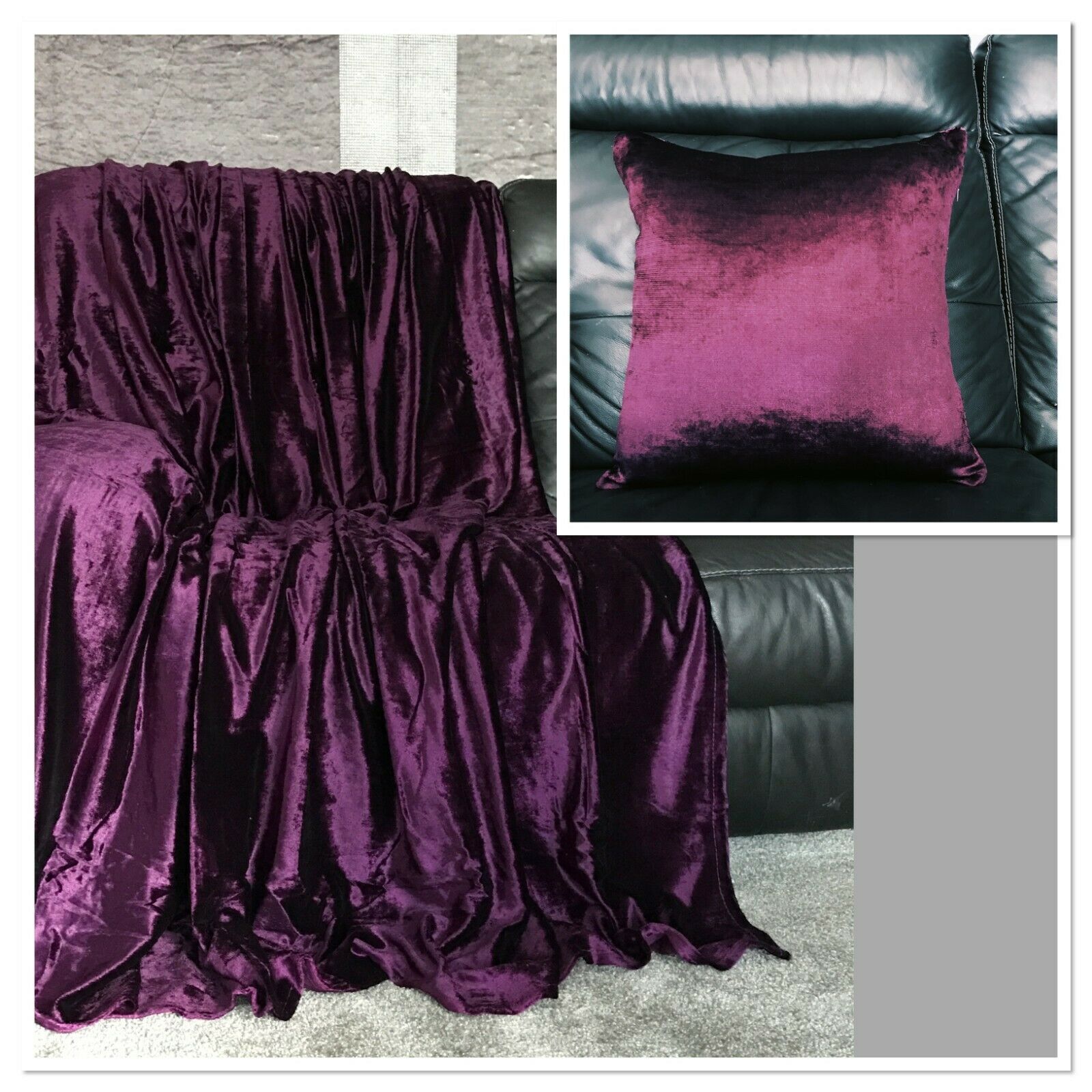 Throw over bedspread Shiny Crushed Velvet Sofa or bed Cushion Cover 8 colours