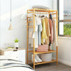 2 in 1 Garment Rail Wooden Clothes Rack Stand Shoes Rack With Coat Hat Side Hook