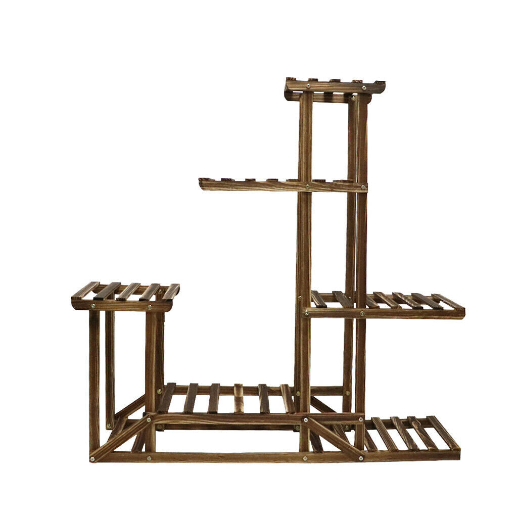 5 Ladders Flower Plant Pots Shelf Stand Display Garden Rattan Rack Natural Wood